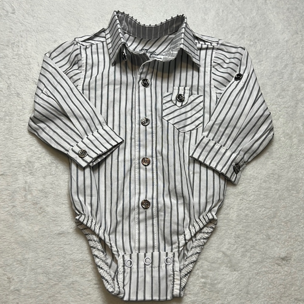 Littlest Prince 100% Cotton Striped Dress Shirt Body Suit